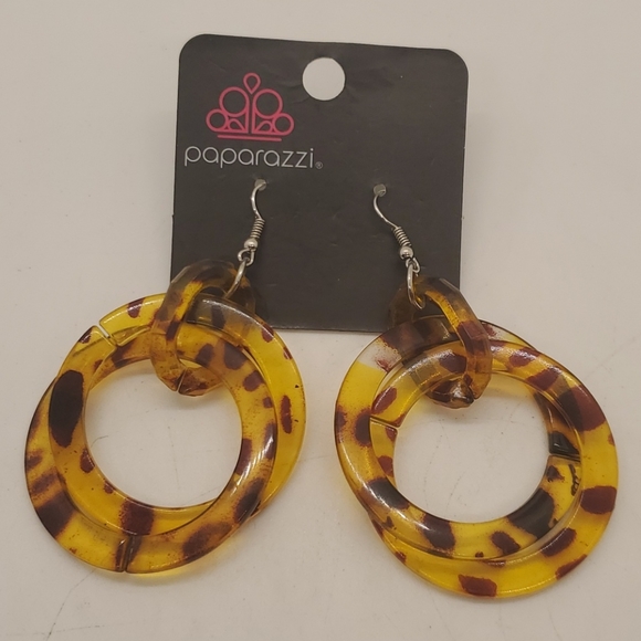 Tortoise Shell Yellow Dangle Acrylic Earrings